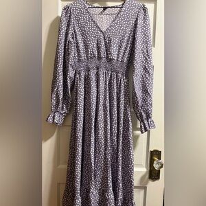 SHEIN Purple Polka Dot Long Sleeve Dress